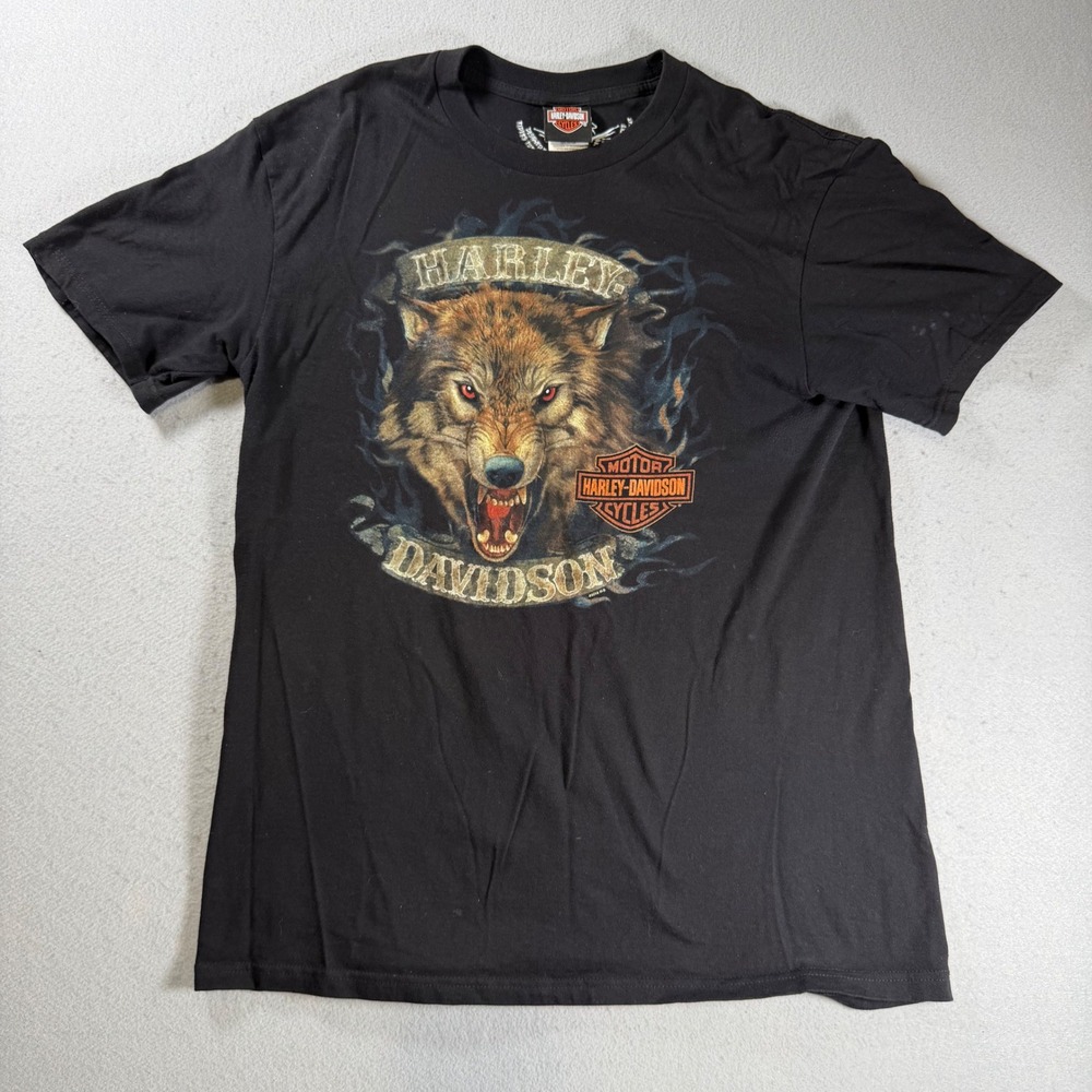 Harley Davidson Wolf Graphic T-Shirt Mens Large Black Iron Valley PA